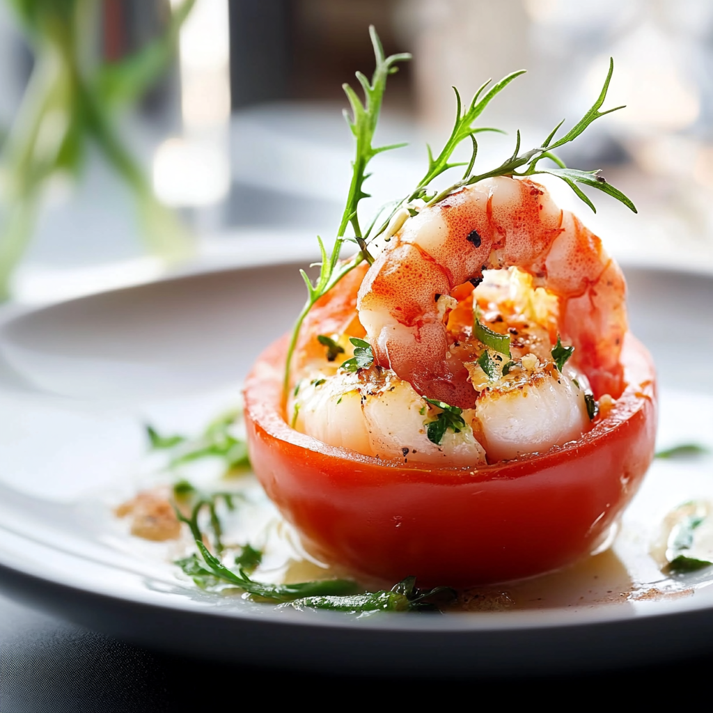 Tomates farcies aux fruits de mer depuis recettemoderne