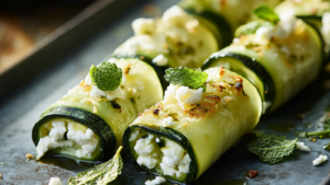 Cigares de courgette, menthe, feta depuis recettemoderne