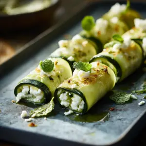 Cigares de courgette, menthe, feta depuis recettemoderne