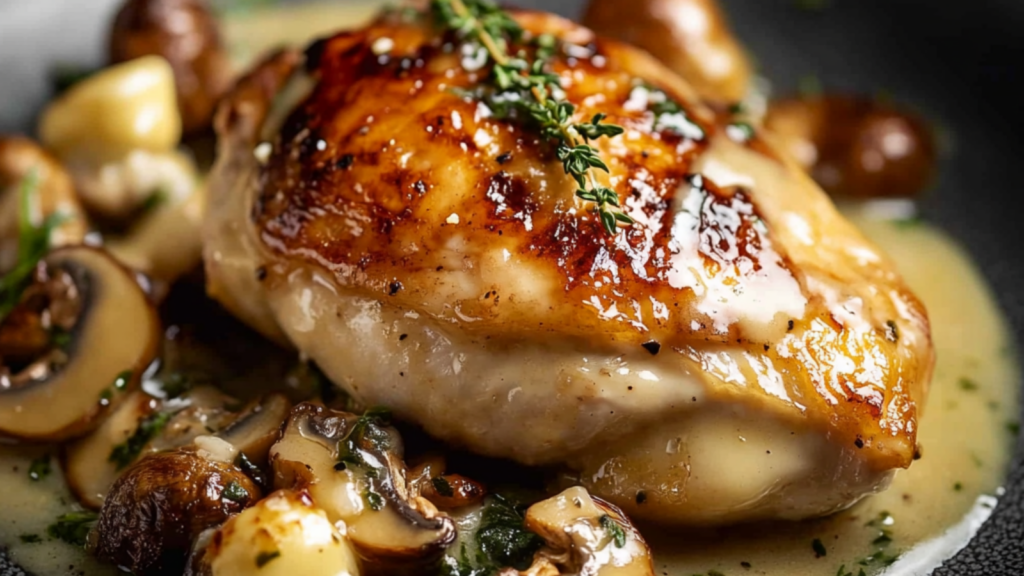 Poulet farci aux champignons depuis recettemoderne