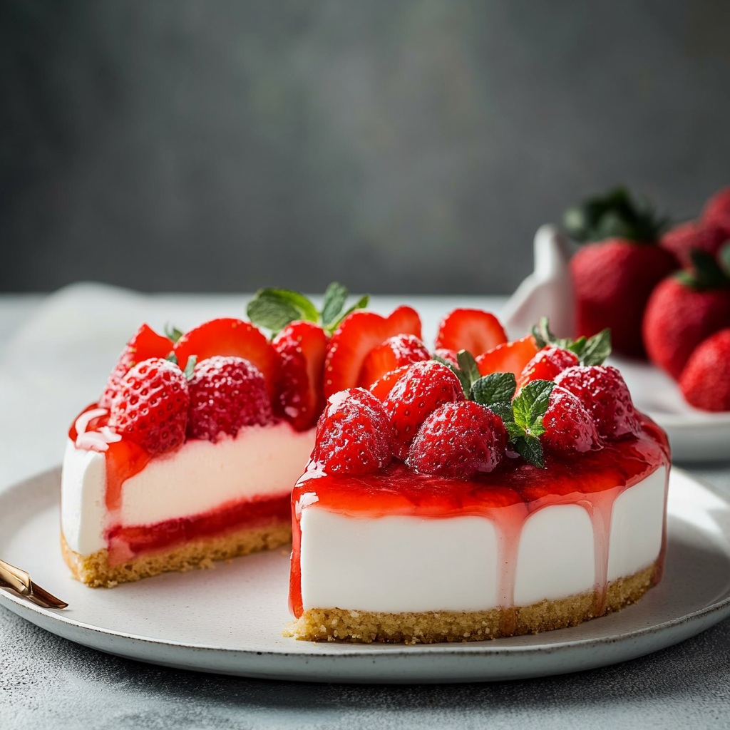 Gâteau aux fraises sans cuisson facile depuis recettemoderne