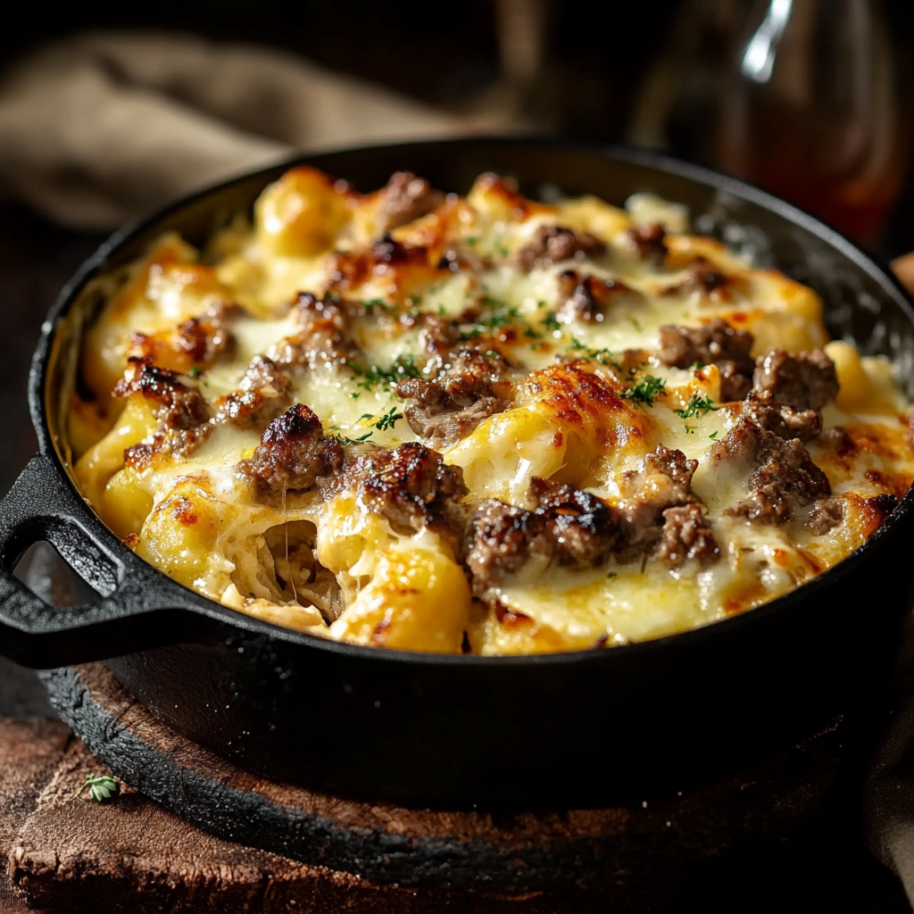 Coquillettes à la viande hachée et raclette depuis recettemoderne