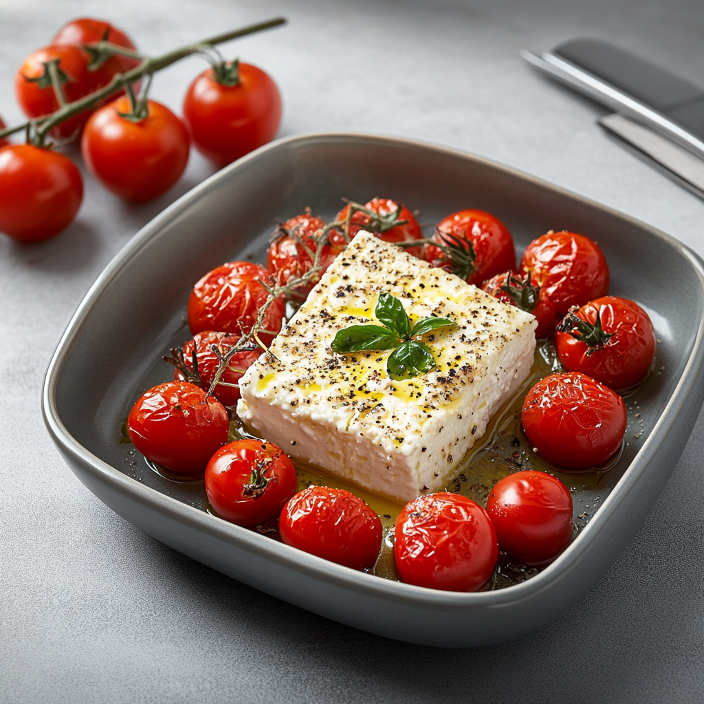 Feta et tomates cerises au four depuis recettemoderne