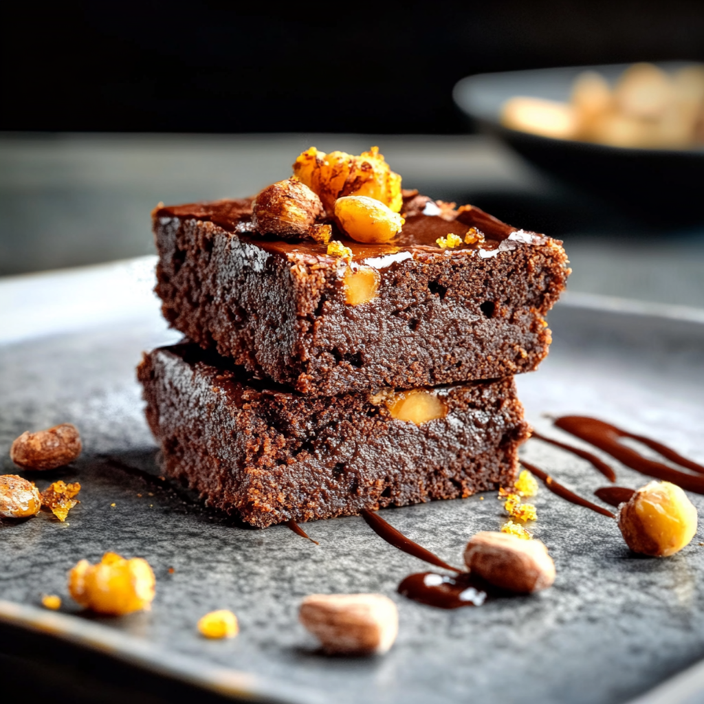 Brownies au Chocolat et Cacahuètes Caramélisées