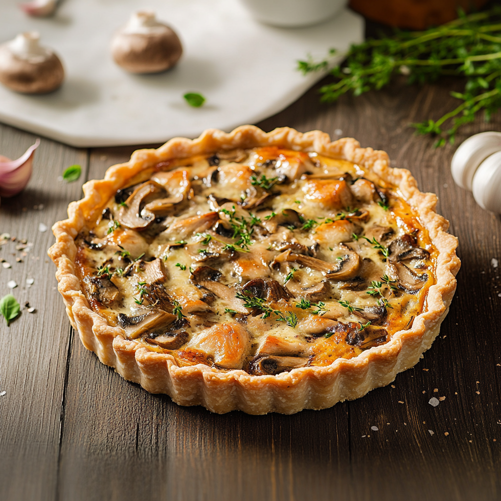 Quiche champignons au poulet depuis recettemoderne