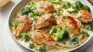 Pâtes crémeuses au poulet à l'ail depuis recettemoderne
