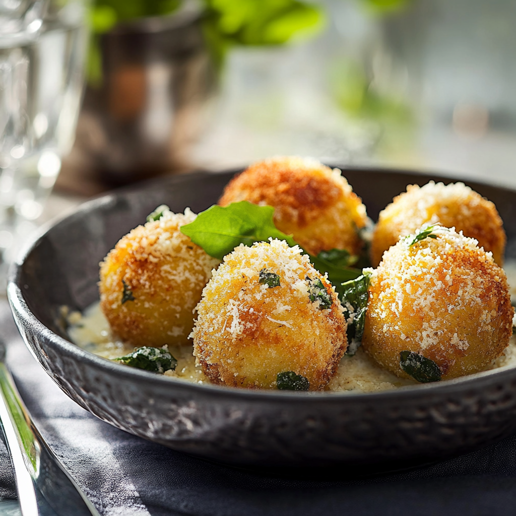 Boulettes pomme de terre épinard et crème parmesan depuis recettemoderne