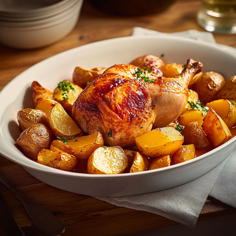 Poulet et pommes de terre au four : Recette Facile