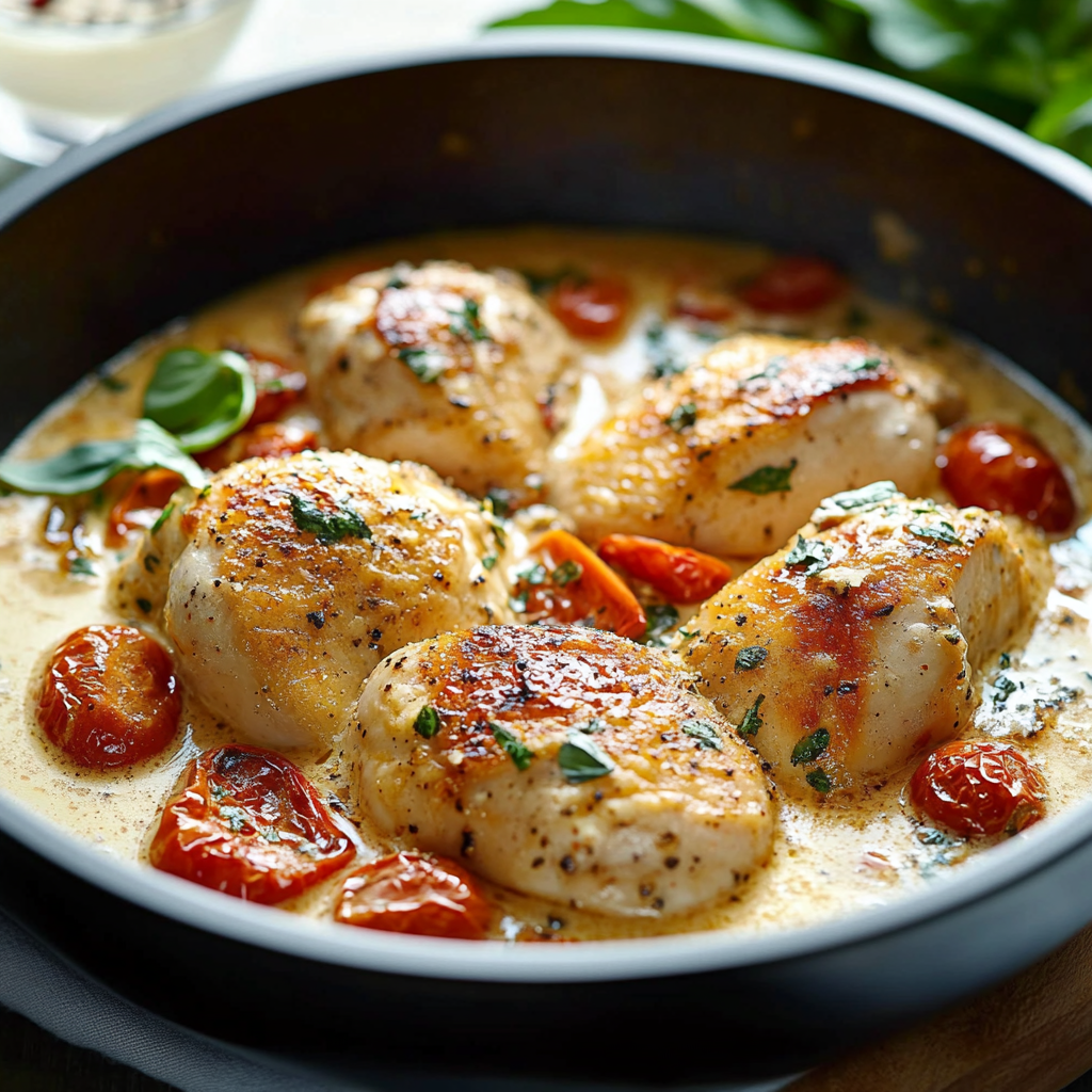 Poulet à la Crème, Tomates Séchées & Parmesan