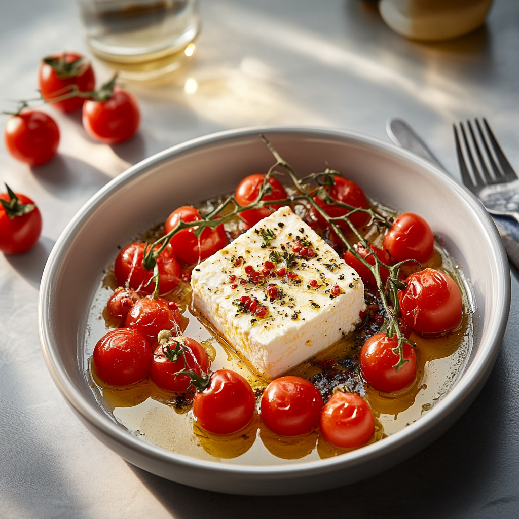 Feta et tomates cerises au four depuis recettemoderne