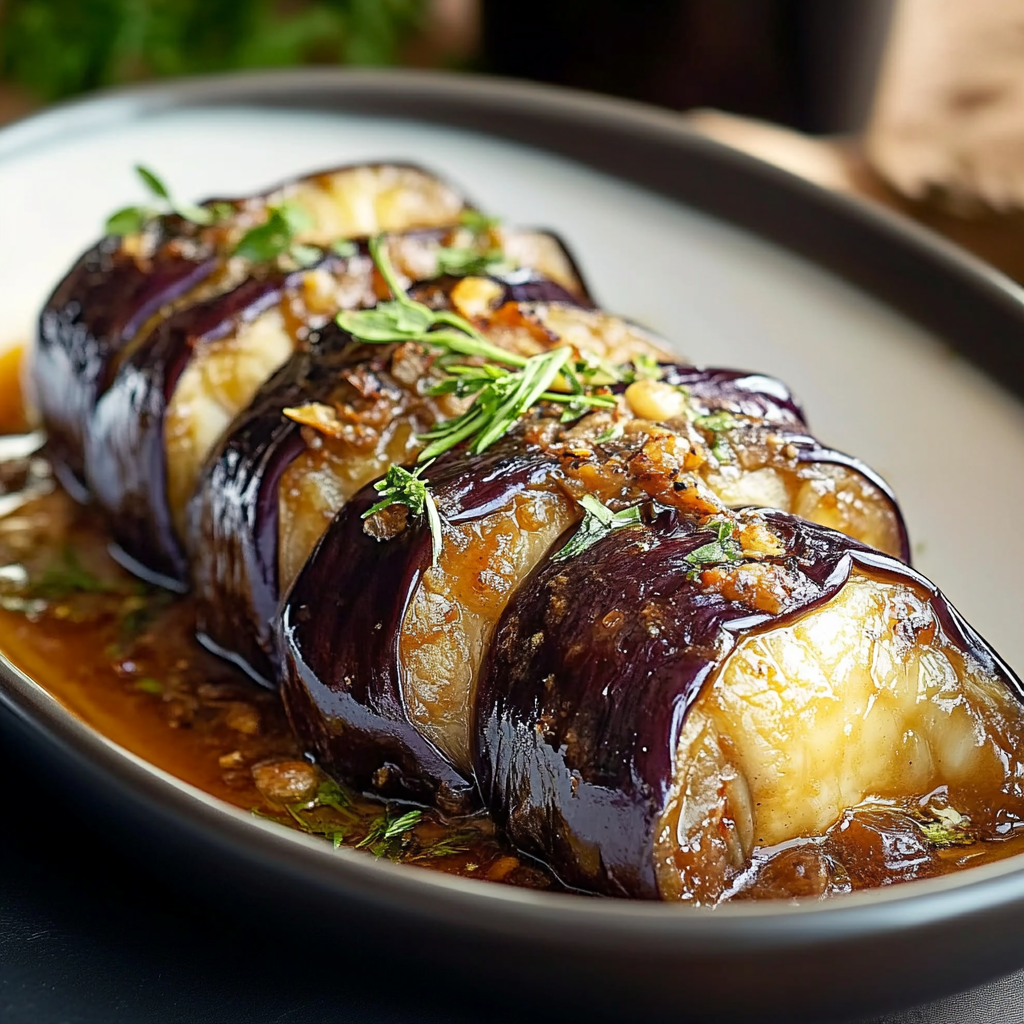 Aubergines Roulées au Bœuf et Épices