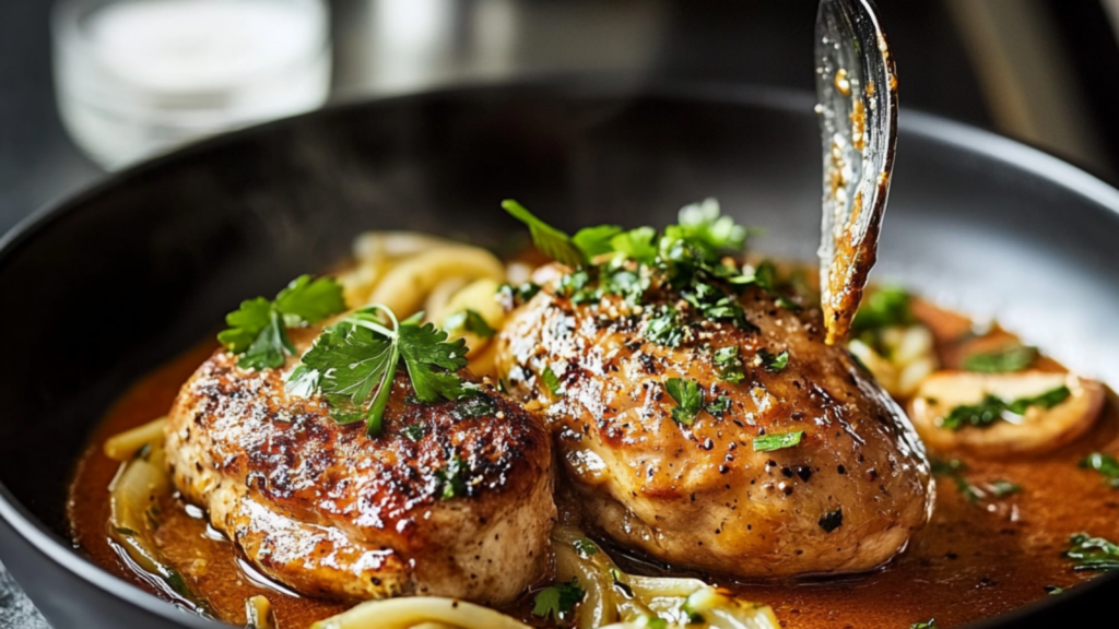 POULET RÔTI, SAUCE CRÉMEUSE À L'AIL ET AU POIVRE depuis recettemoderne