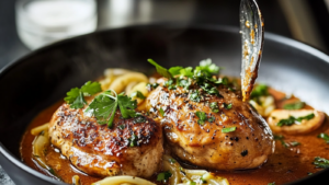 POULET RÔTI, SAUCE CRÉMEUSE À L'AIL ET AU POIVRE depuis recettemoderne