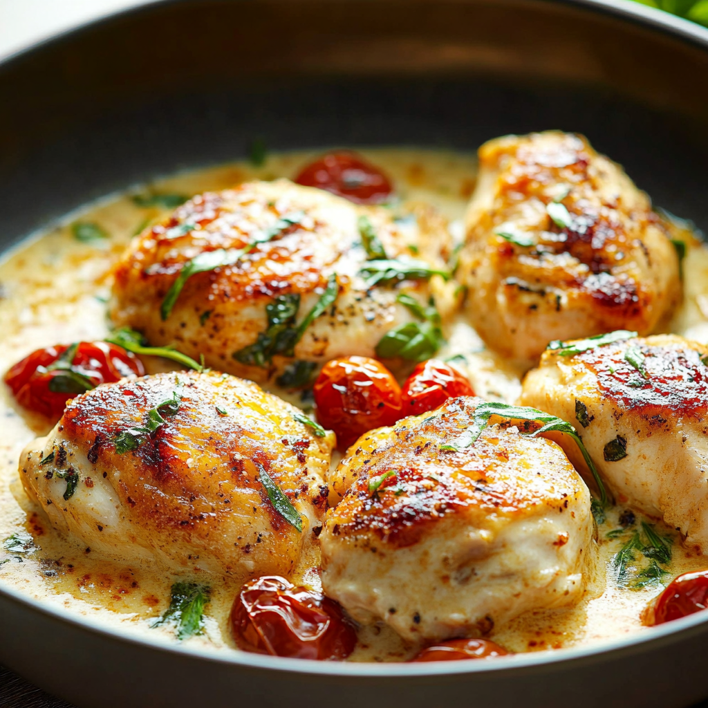 Poulet à la Crème, Tomates Séchées & Parmesan