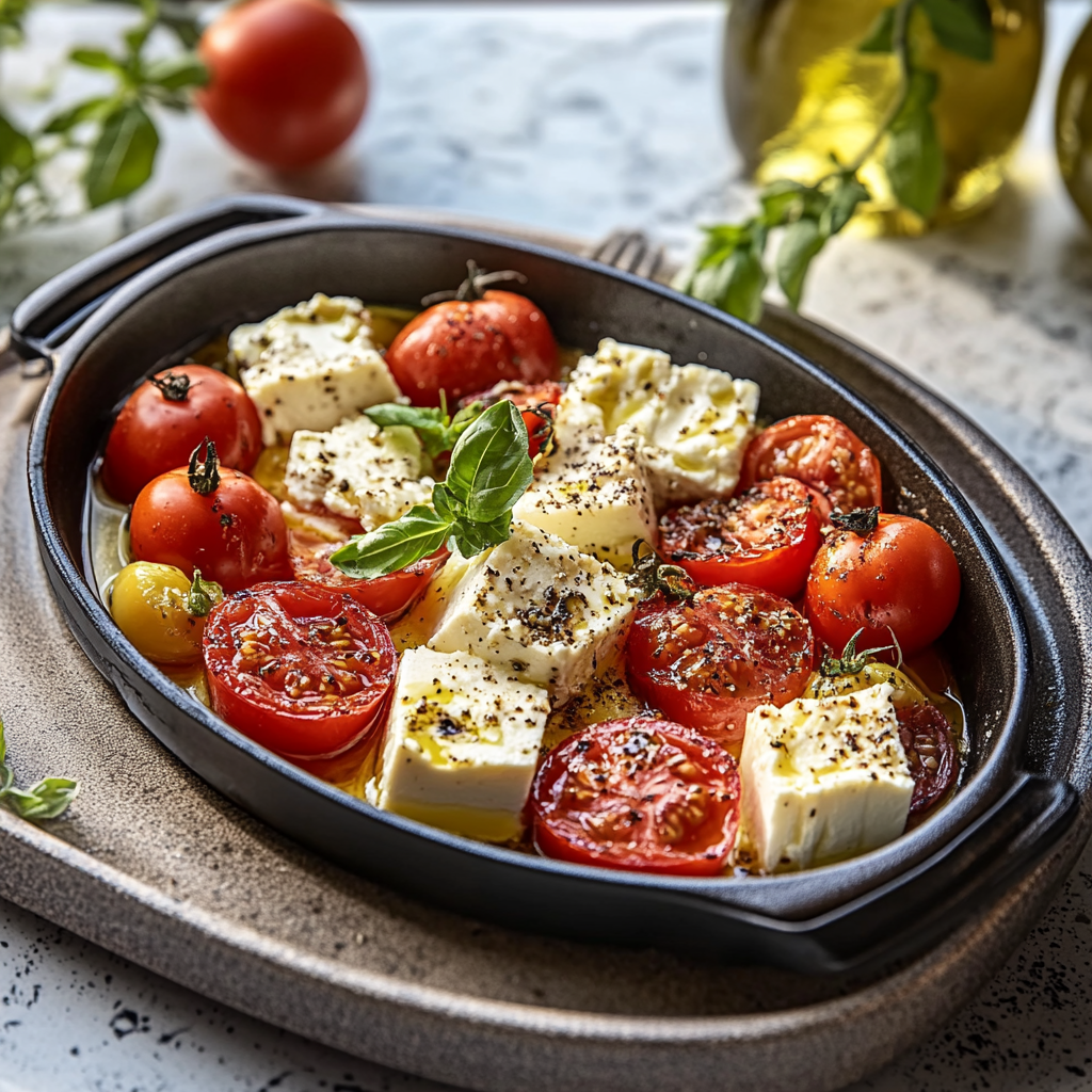 Feta et tomates cerises au four depuis recettemoderne