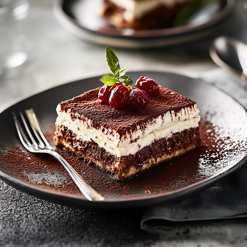 Tiramisu Forêt Noire : Un délice revisité au chocolat et cerises