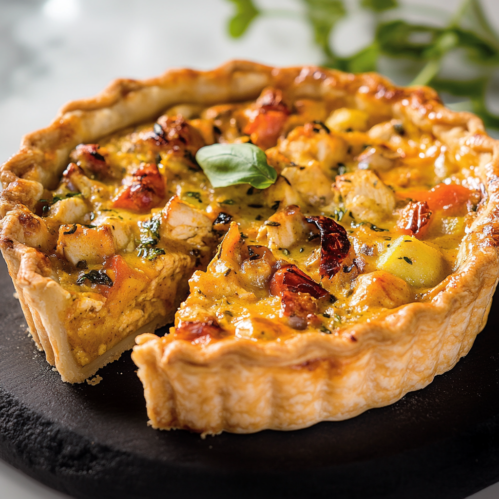 Tarte au poulet au curry depuis recettemodern