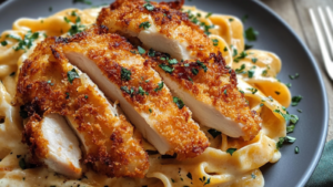 Poulet Crispy Tagliatelles Alfredo depuis recettemoderne