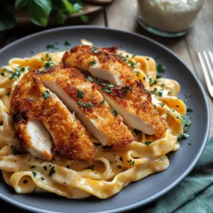 Poulet Crispy Tagliatelles Alfredo depuis recettemoderne