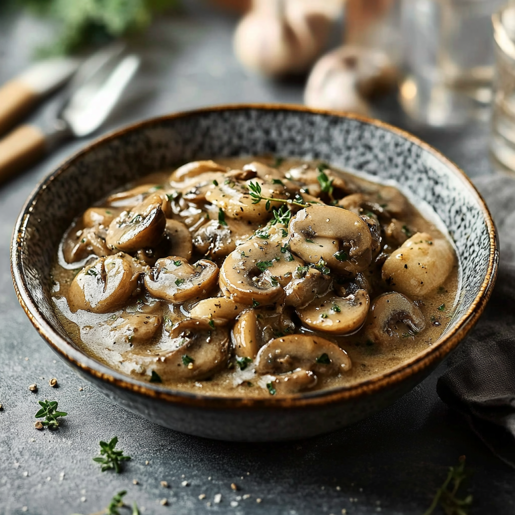 Poulet sauce crémeuse à la tomate, olives et champignons depuis recettemoderne