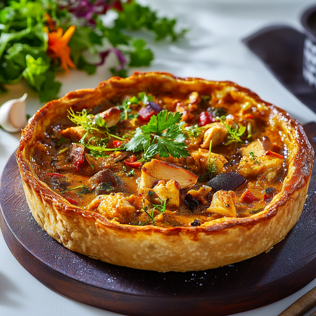 Tarte au poulet au curry depuis recettemodern