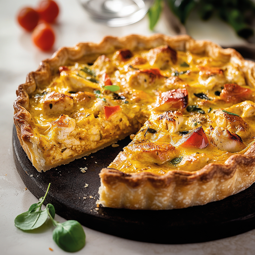 Tarte au poulet au curry depuis recettemodern