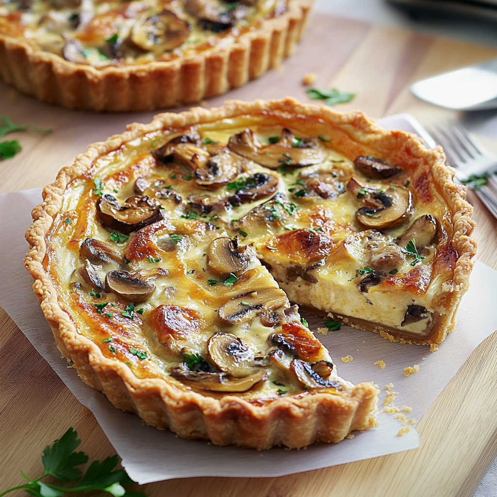 Quiche champignons au poulet depuis recettemoderne