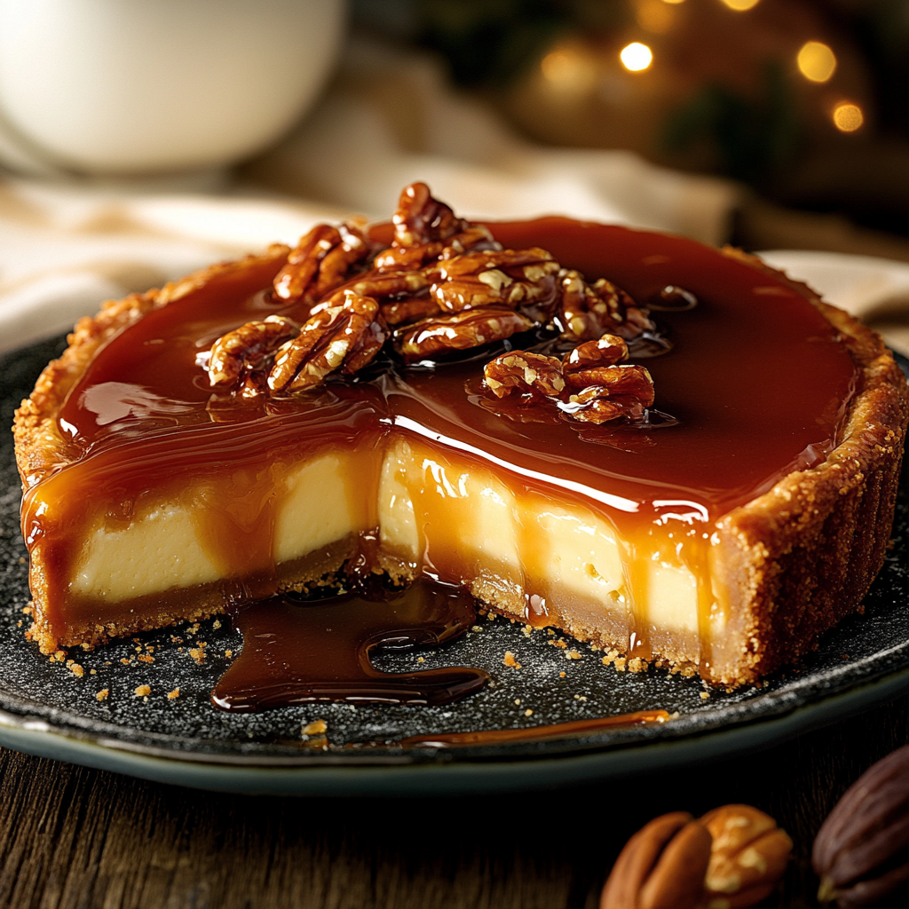Gâteau au fromage à la tarte aux pacanes et au caramel depuis recettemoderne