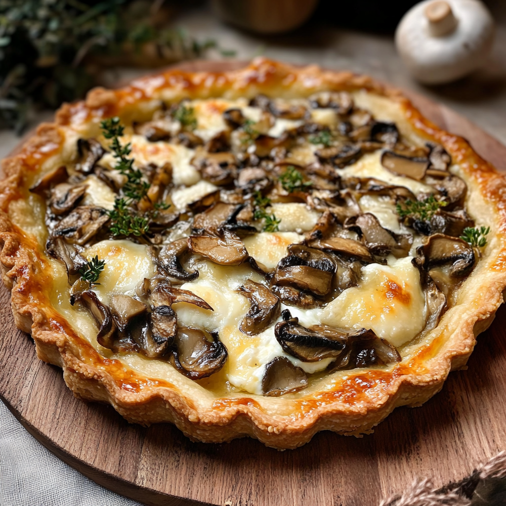 Tarte feuilletée champignons mozzarella