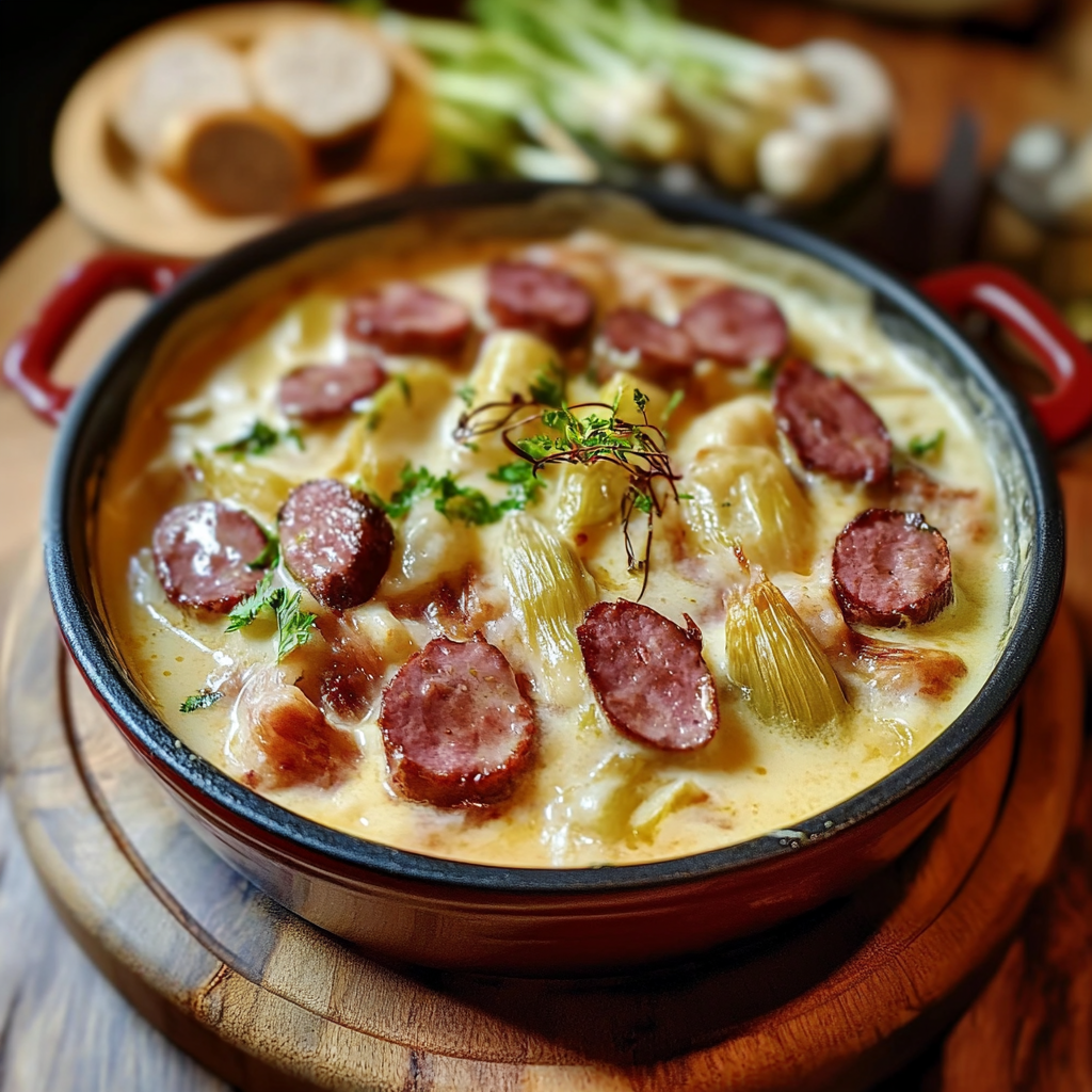 Fondue d’Endives aux Saucisses Fumées depuis recettemoderne
