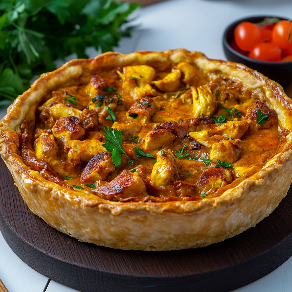 Tarte au poulet au curry depuis recettemodern