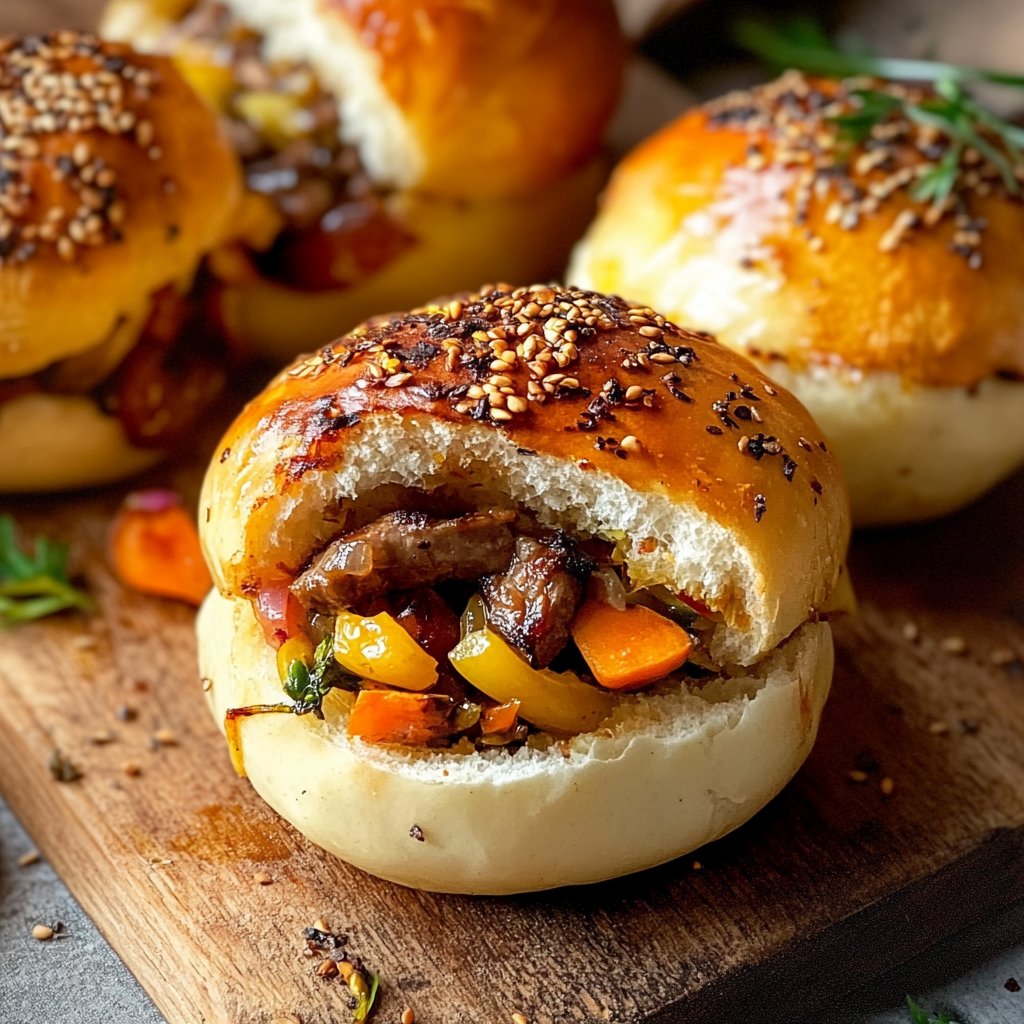 Buns à la viande hachée et légumes depuis recettemoderne