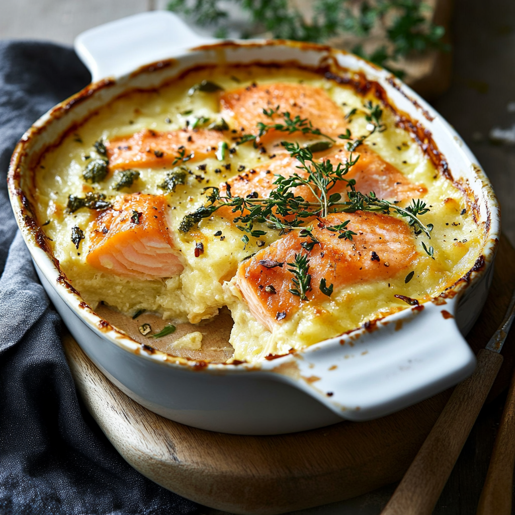 Gratin parmentier au saumon depuis recettemoderne