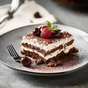 Tiramisu Forêt Noire : Un délice revisité au chocolat et cerises