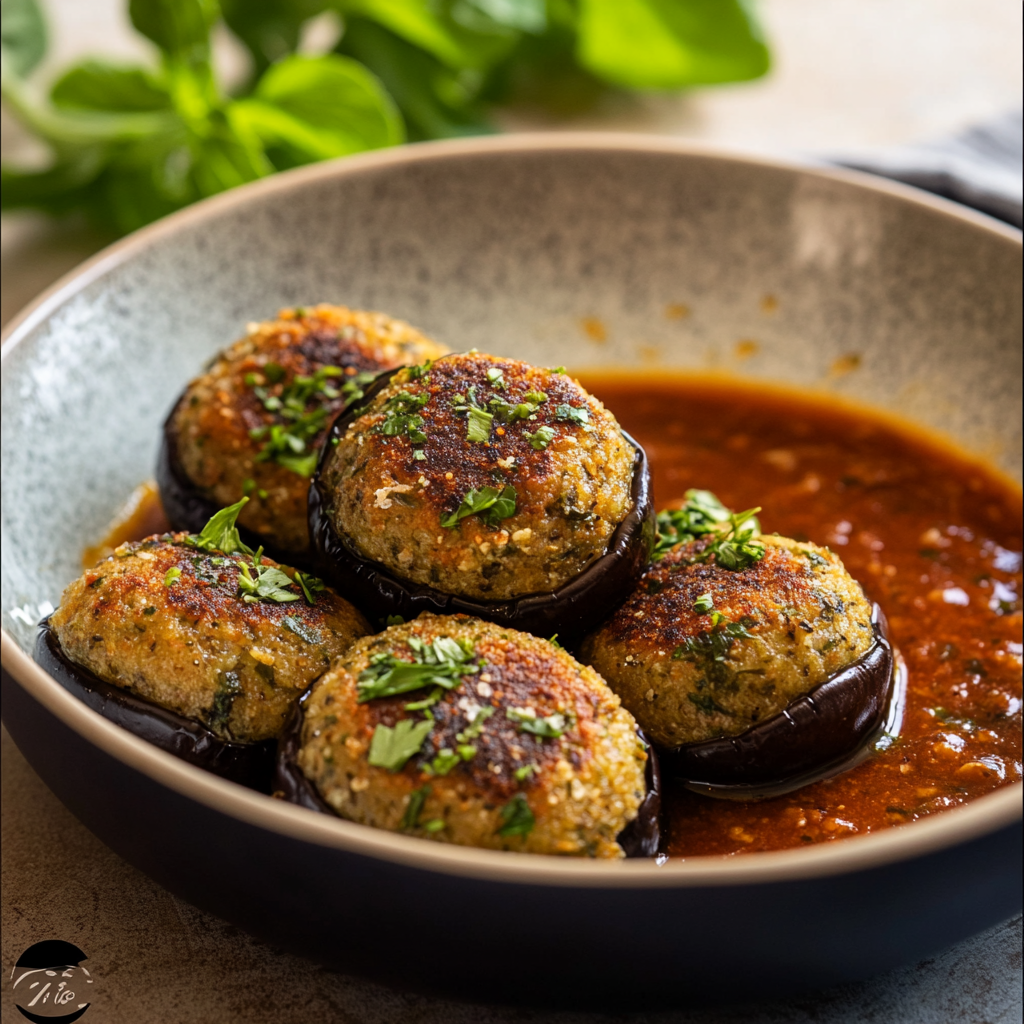 Boulettes d’aubergines aux pois chiches depuis recettemoderne
