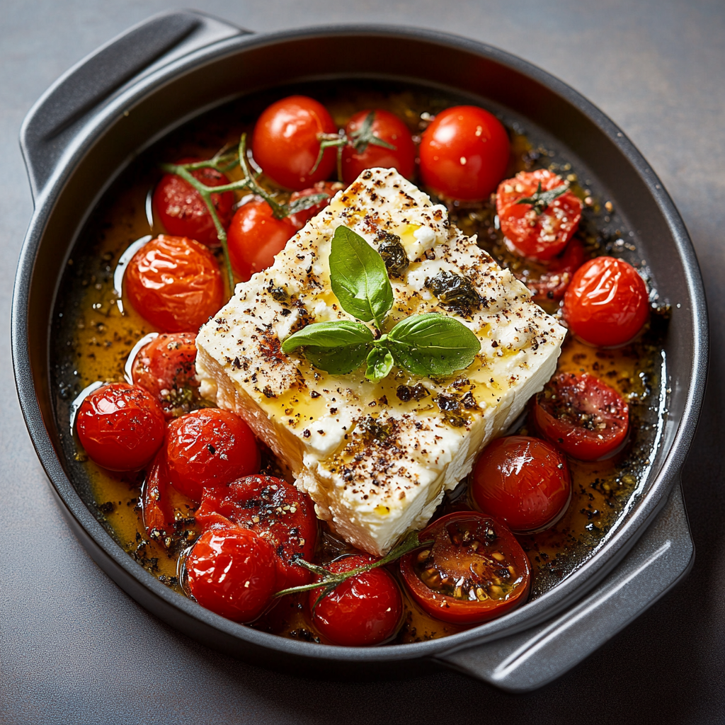 Feta et tomates cerises au four depuis recettemoderne