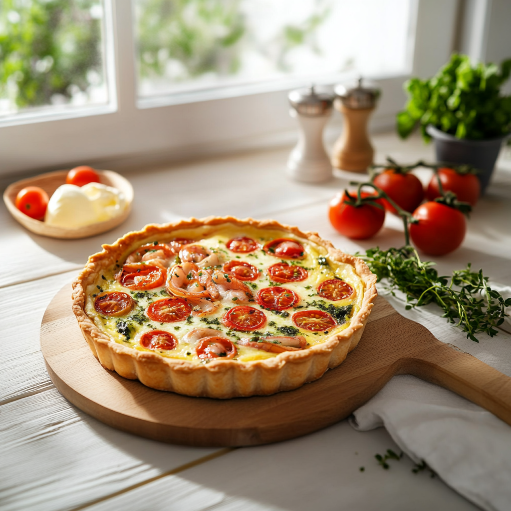 Quiche au thon, mozzarella et tomates depuis recettemoderne