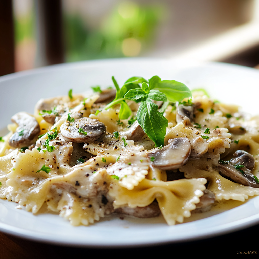 Farfalle Crémeuses aux Champignons