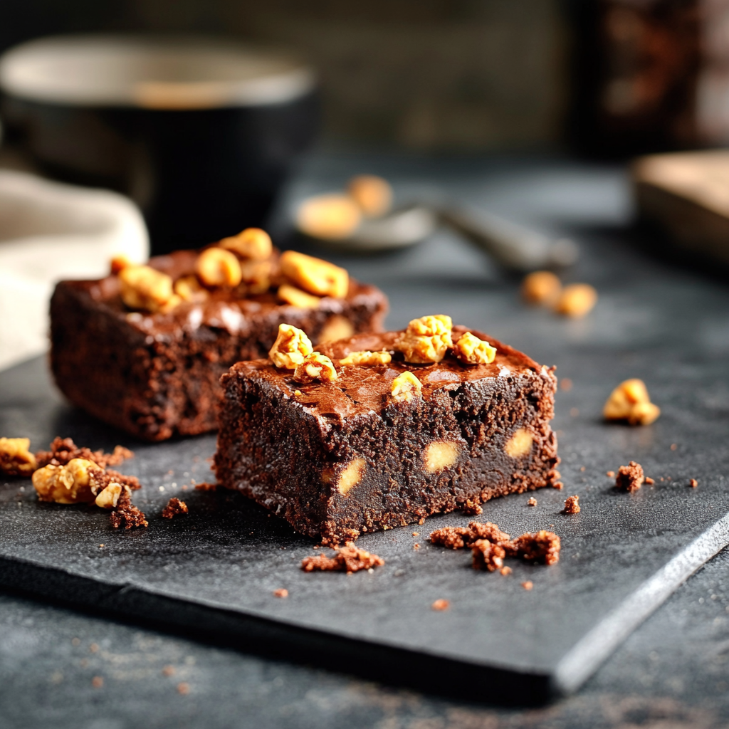 Brownies au Chocolat et Cacahuètes Caramélisées