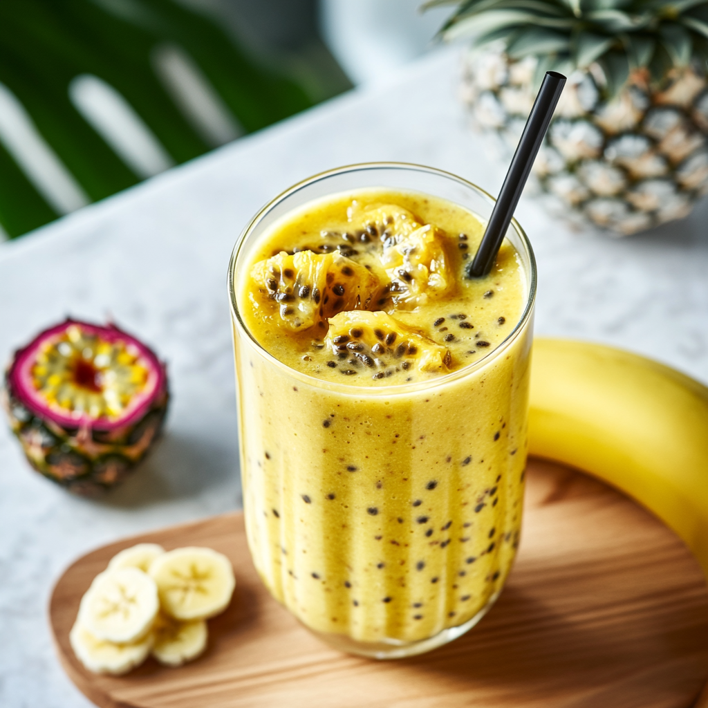 Smoothie Ananas, Passion et Banane : Tropical et Rafraîchissant