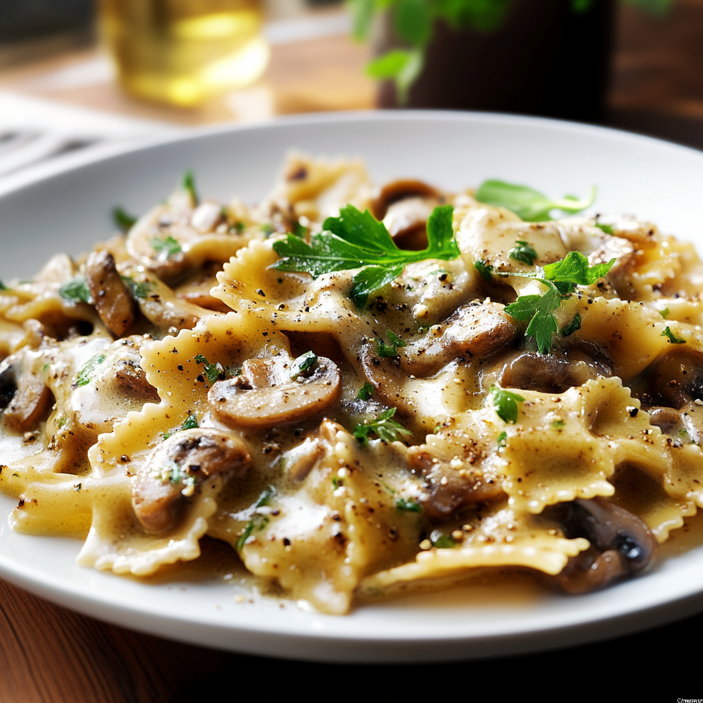 Farfalle Crémeuses aux Champignons