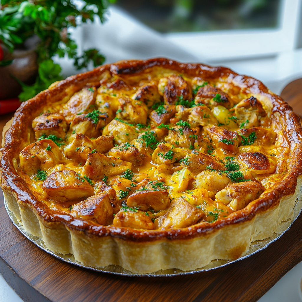 Tarte au poulet au curry depuis recettemodern