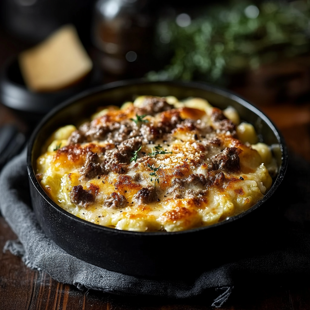 Coquillettes à la viande hachée et raclette depuis recettemoderne