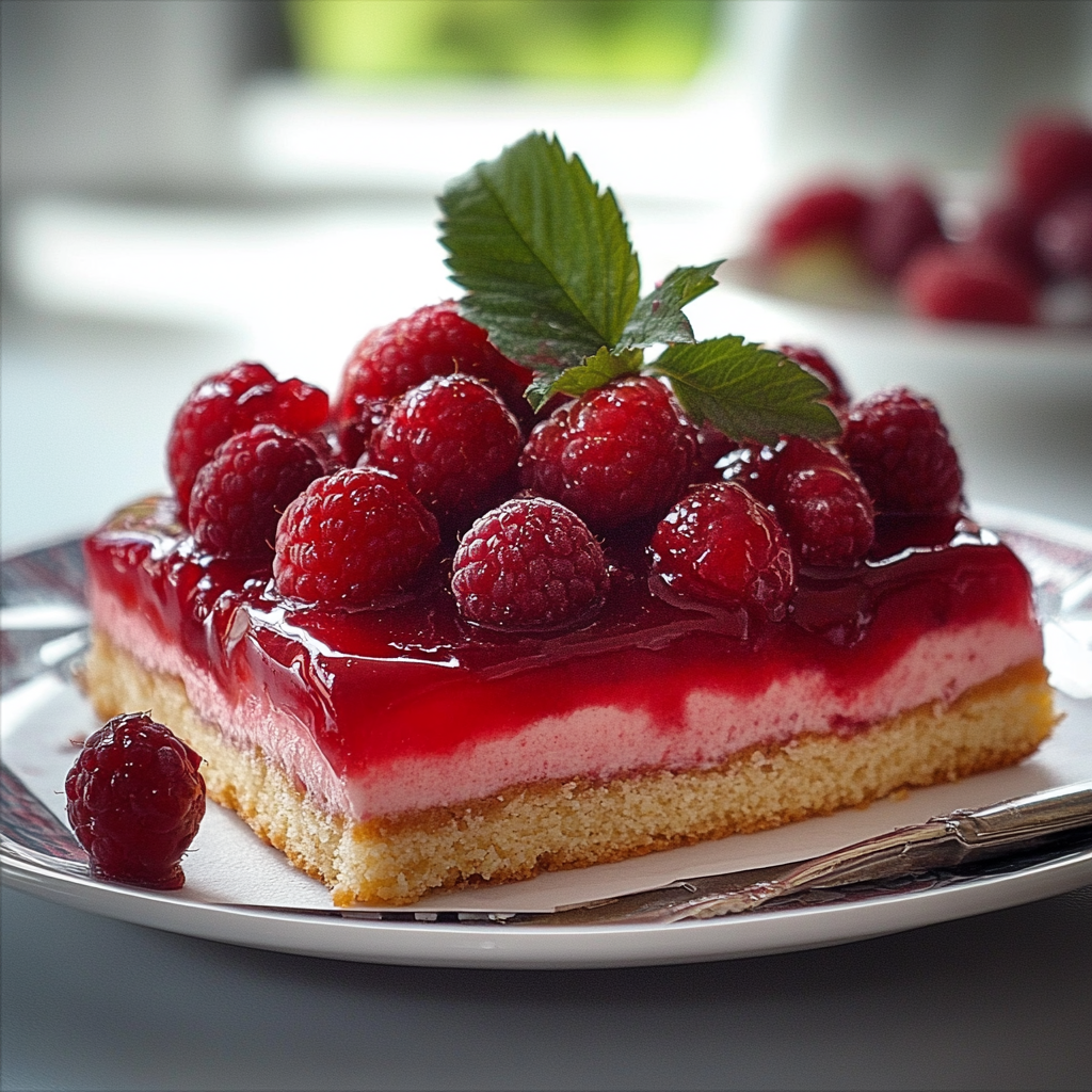 Gâteau léger et moelleux, garni de confiture de framboise depuis recettemoderne