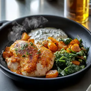 Poulet paprika fumé et épinards depuis recettemoderne