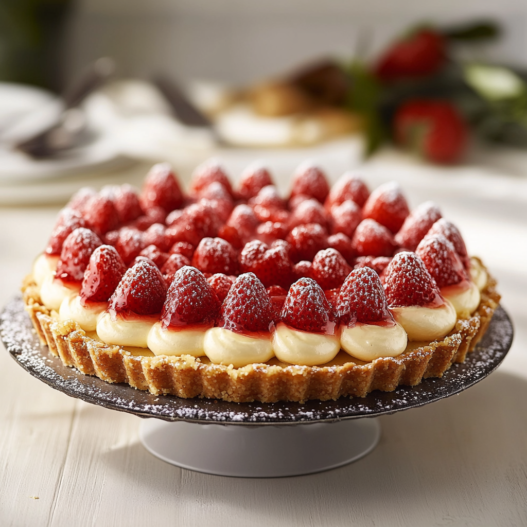 Tarte Vanille Noisette et Fraises