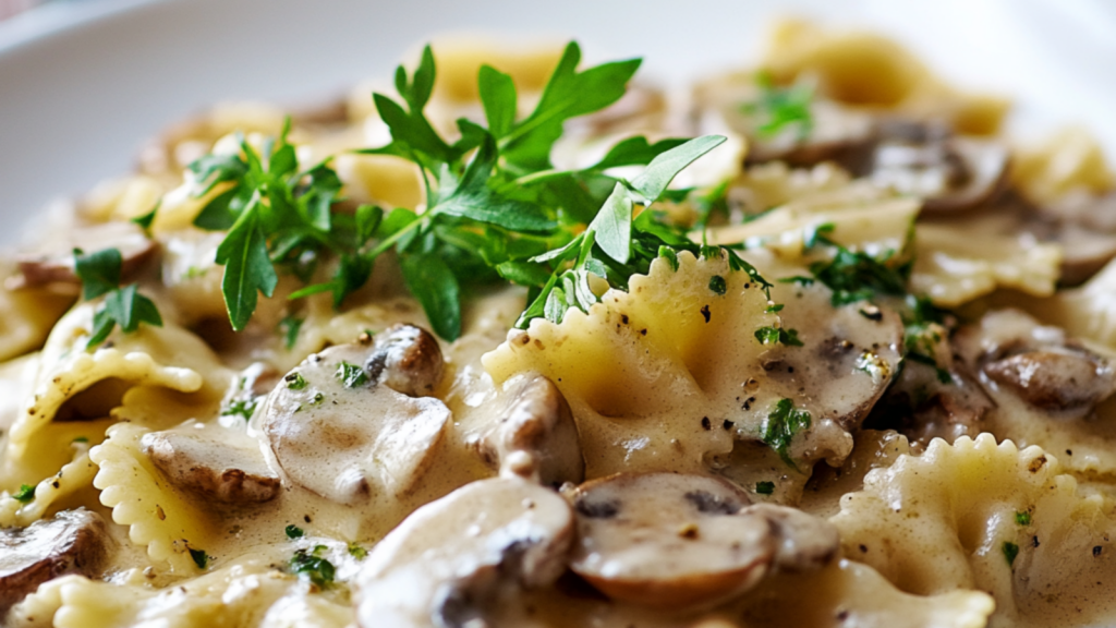 Farfalle Crémeuses aux Champignons