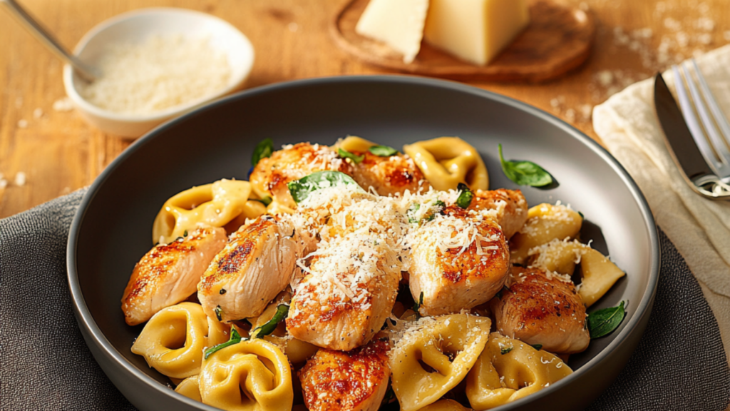Poulet au parmesan et tortellinis depuis recettemoderne