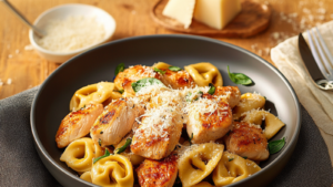 Poulet au parmesan et tortellinis depuis recettemoderne