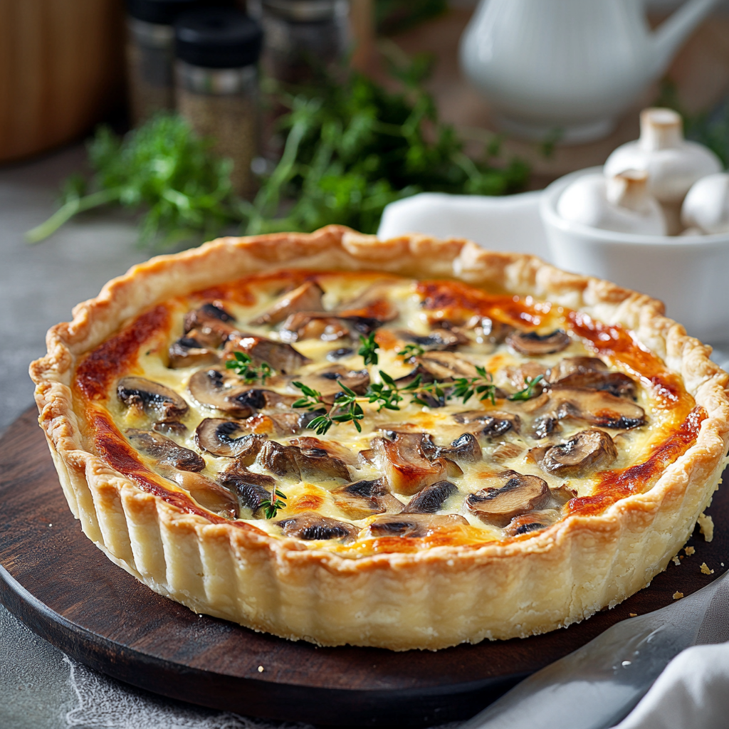 Quiche champignons au poulet depuis recettemoderne